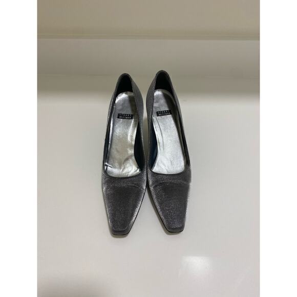 Stuart Weitzman slate gray silver shimmer evening heels pumps size 6 - Picture 2 of 12